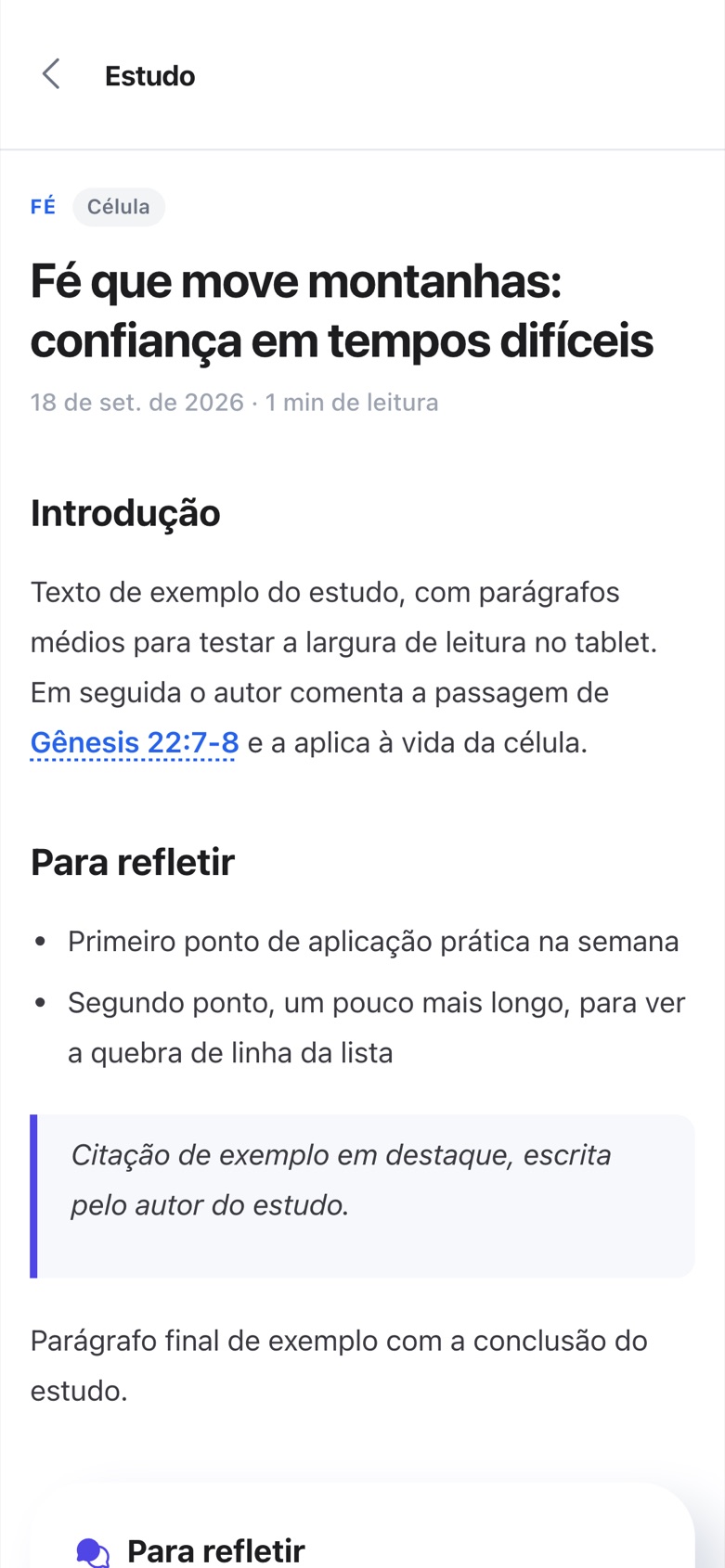 Estudo devocional aberto no app