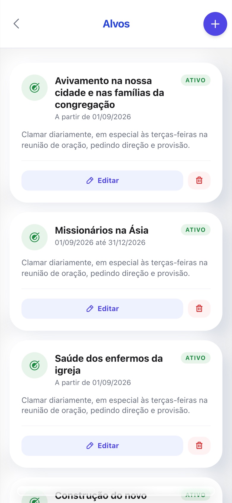 Alvos de oração da igreja