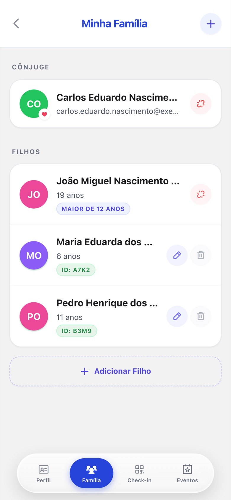 Minha Família com cônjuge e filhos